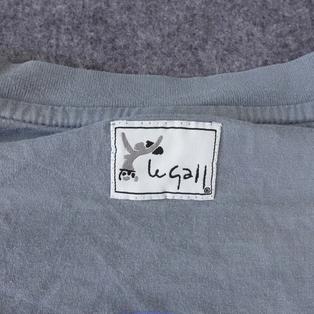 Le Gall St. Barth Mens XL Long Sleeve Graphic T-Shirt‎ Blue Gray Fish Turtle